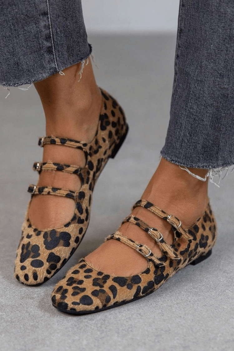 Leopard Buckle Flats - Stylish Comfort