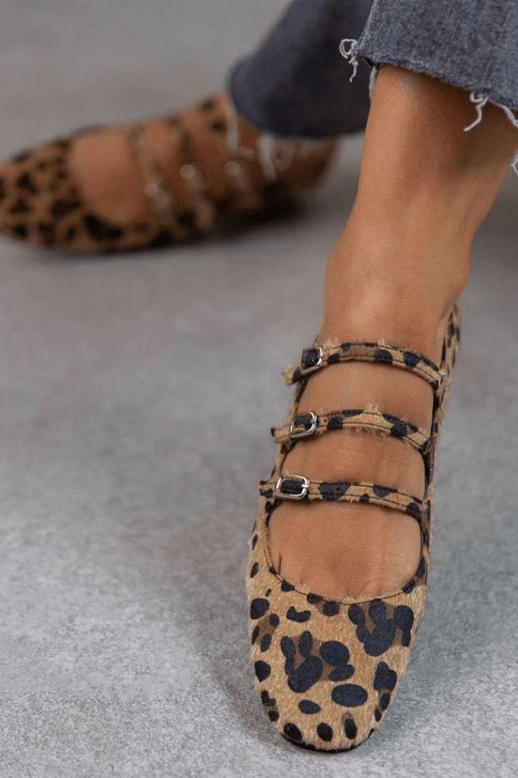 Leopard Buckle Flats - Stylish Comfort