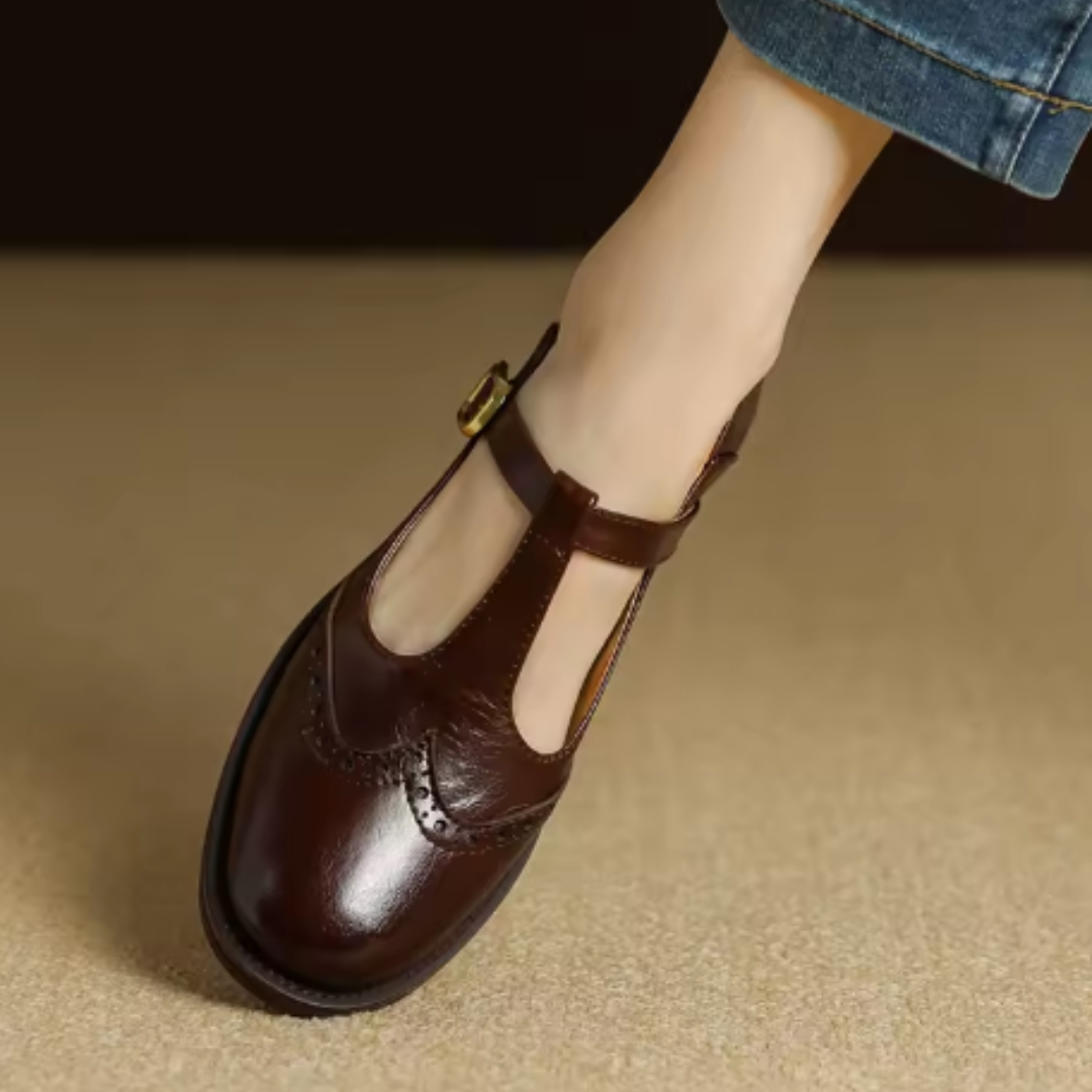 Mary Jane Shoes – Comfortable Leather Block Heel