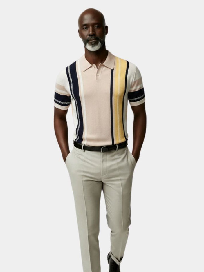 Striped Polo Shirt – Elegant Embroidery