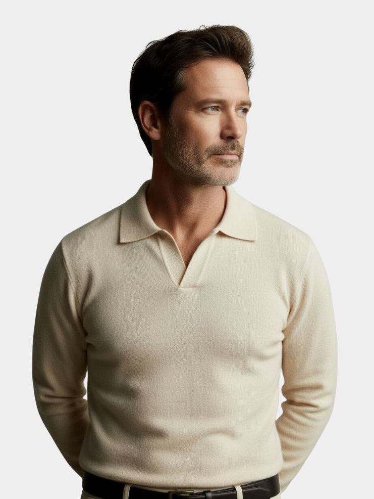 V-Neck Polo Sweater – Luxury Knitwear by Viretti Milano