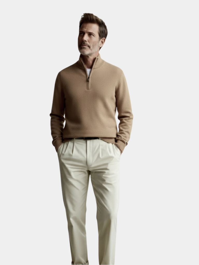 Merino Half Zip Sweater – Lightweight Wool Knitwear by Viretti Milano