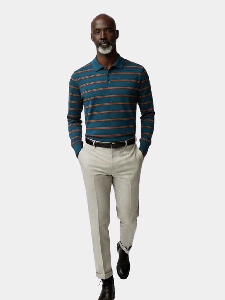Navy Striped Polo Classic Style