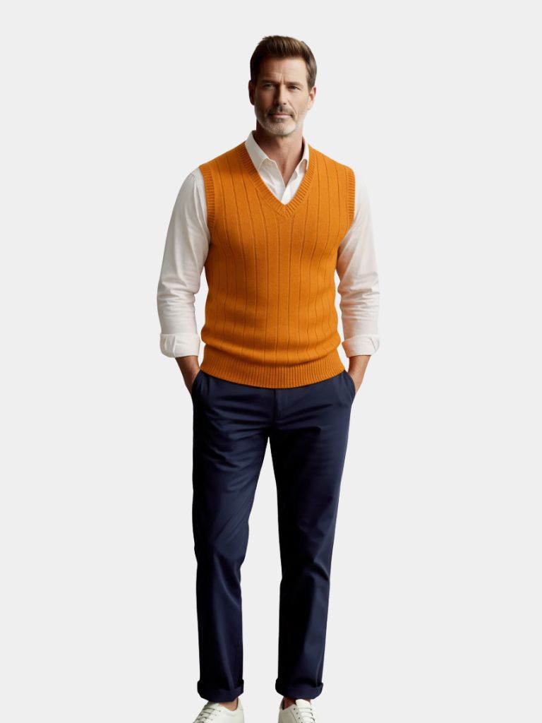 Merino Wool Vest – Classic Tailored Pullover