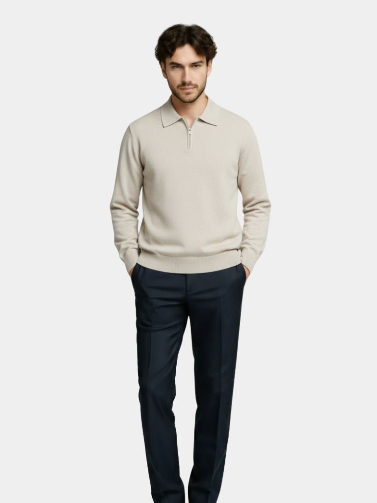 Casual Polo Sweater | Soft Cotton Pullover