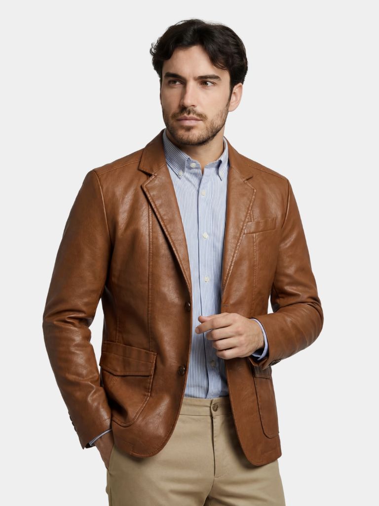 Caramel Leather Jacket - Viretti Milano