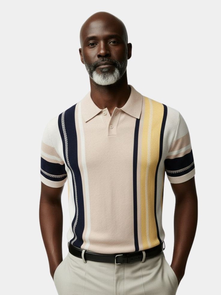 Striped Polo Shirt – Elegant Embroidery