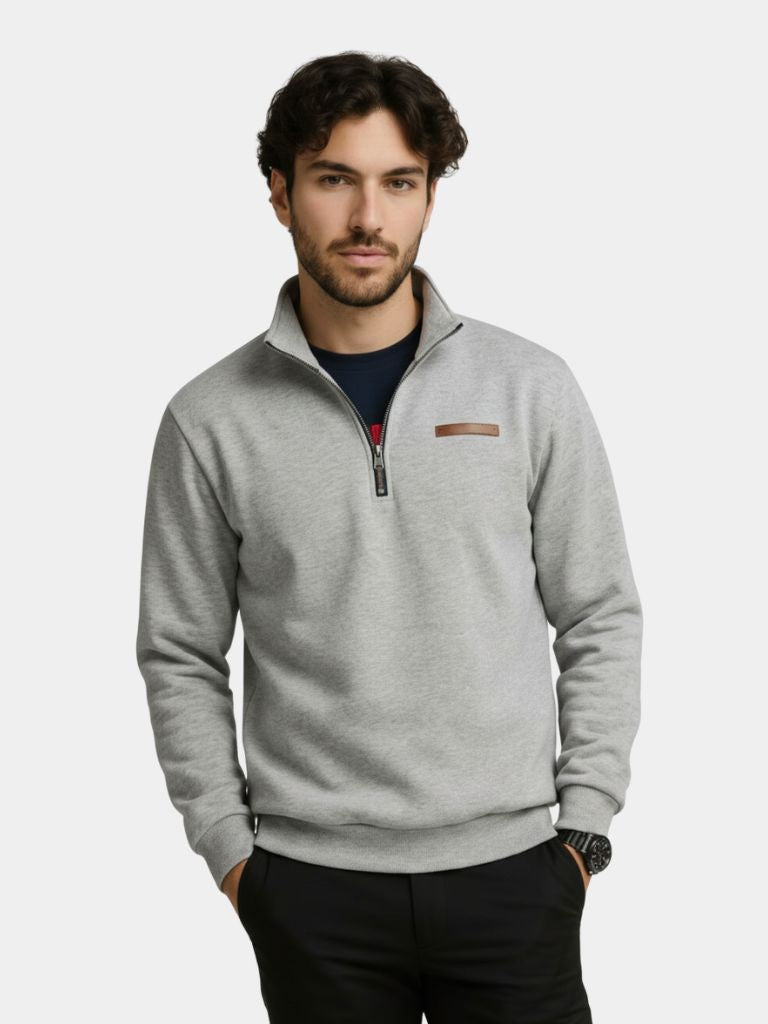 High Collar Pullover – Slate Urban Sleek Silhouette