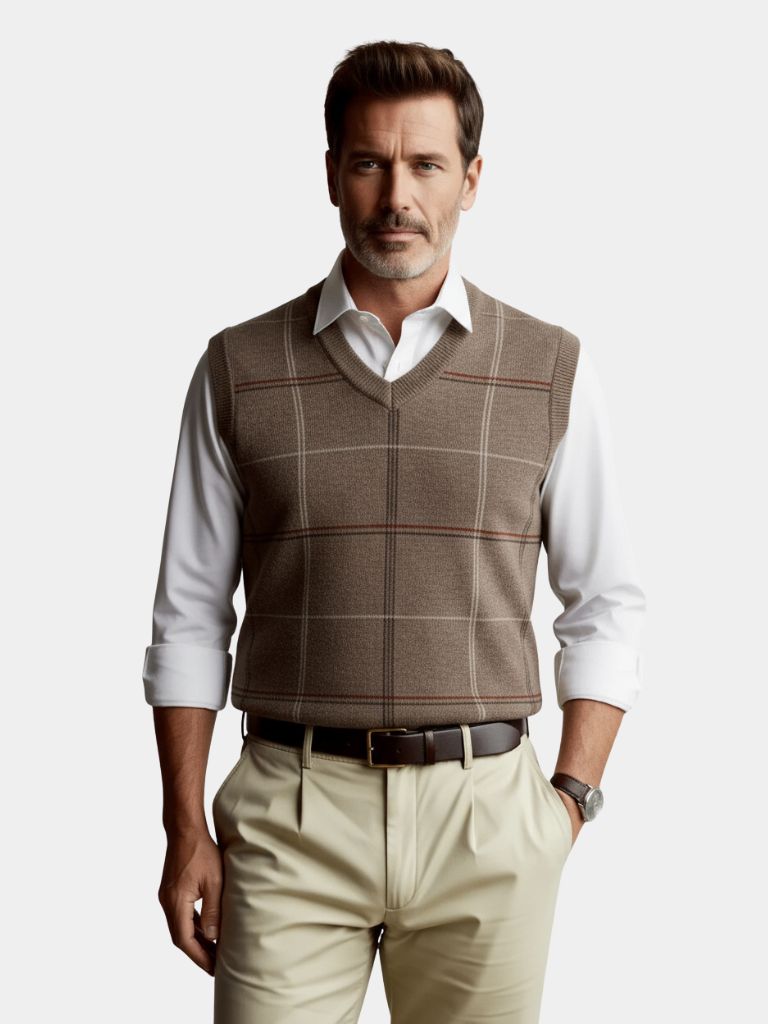 Checkered Knit Vest – Chic Patterned Knitwear