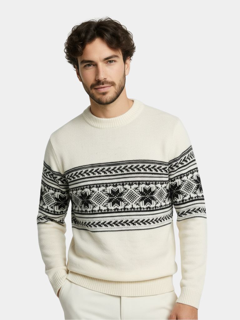 Wool Fair Isle Sweater – Classic Pullover by Viretti Milano