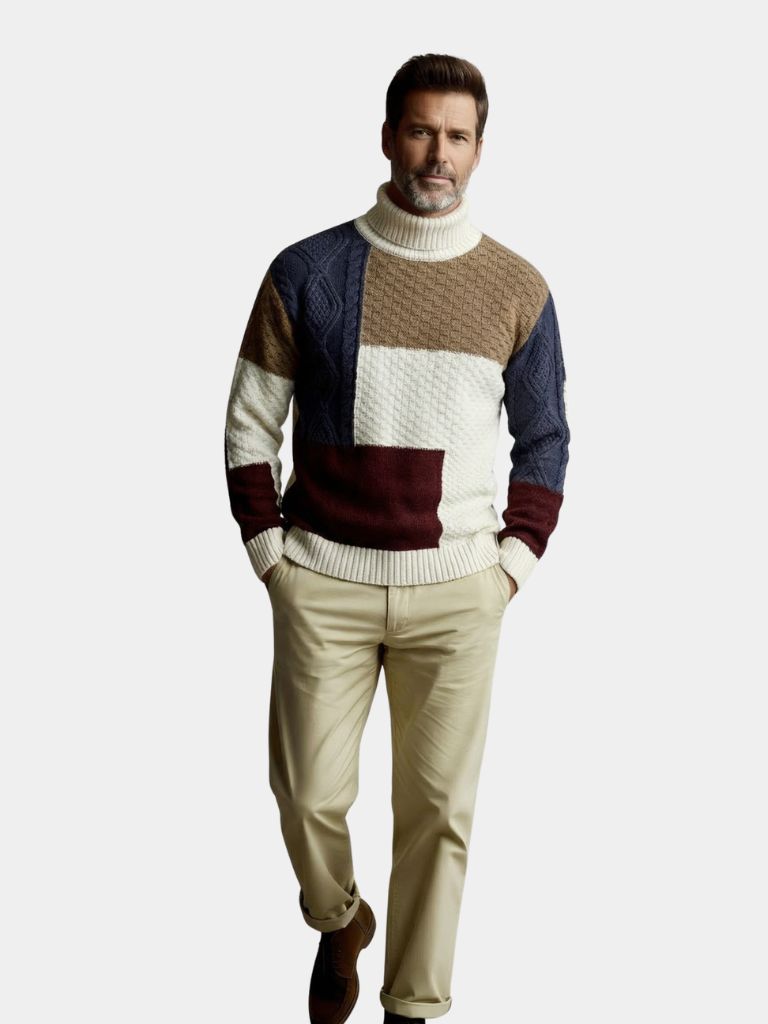 Artisan Knit Sweater – Luxury Geometric Pattern, Premium Soft Knitwear