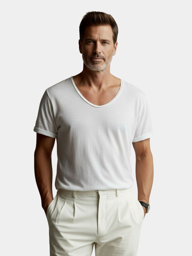 Linen V-Neck Shirt – Classic Fit