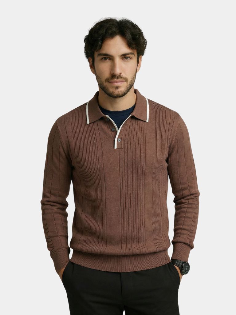 Vertical Ridge Sweater - Slim Fit Ribbed Knitwear
