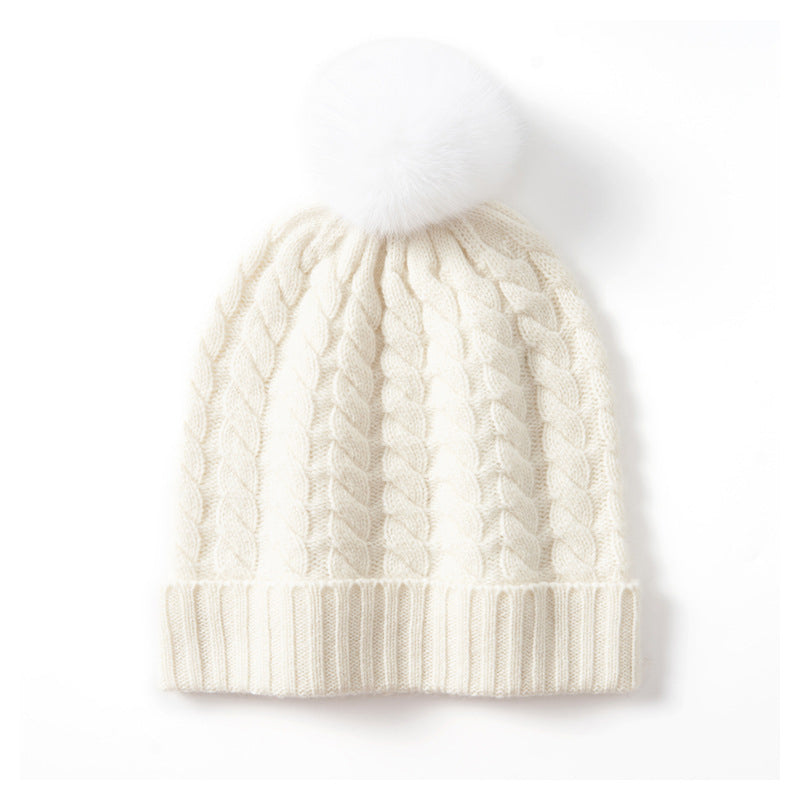 Cable Knit Pom Beanie – Wool Blend Warmth