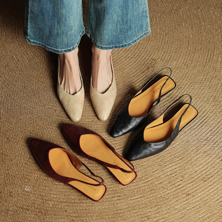 Genuine Leather Flats – Handmade Slingback