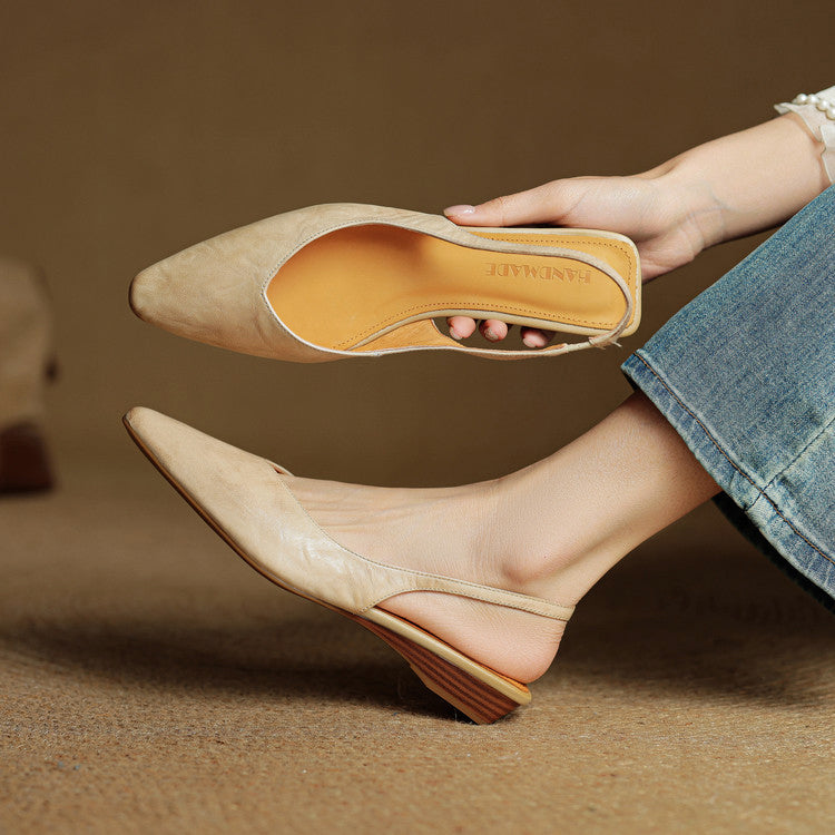 Genuine Leather Flats – Handmade Slingback