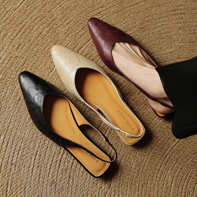 Genuine Leather Flats – Handmade Slingback