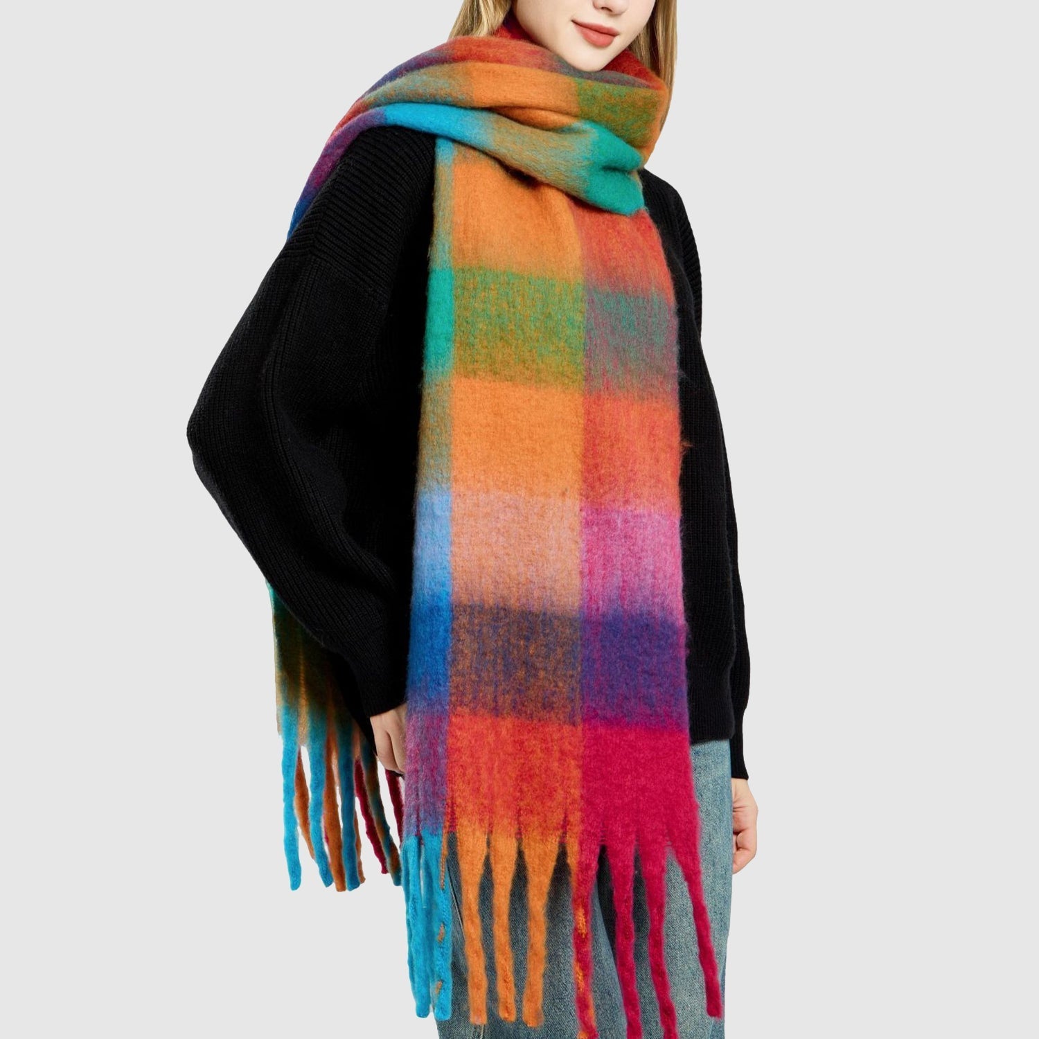 Rainbow Cascade Scarf – Vibrant Colorful Wrap