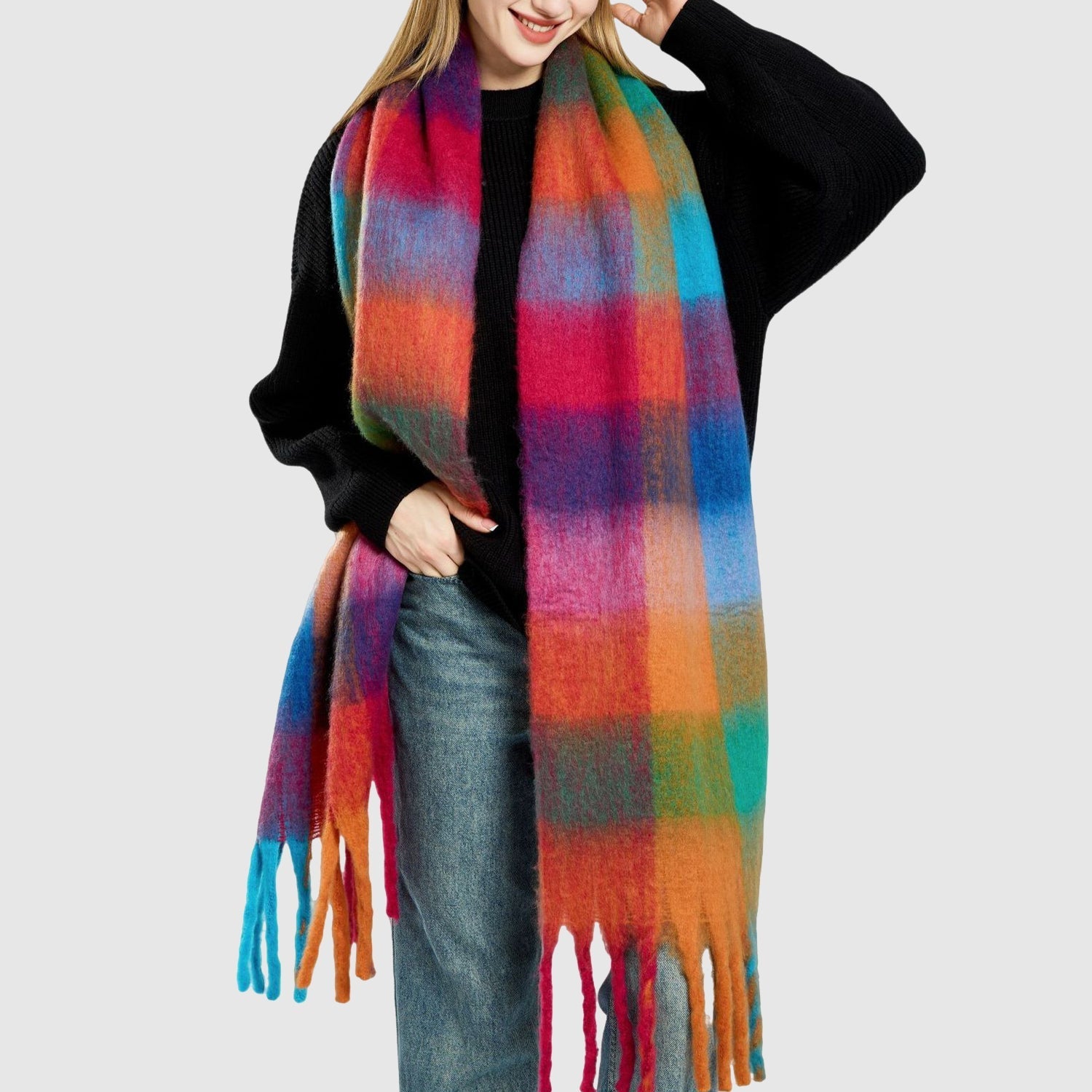 Rainbow Cascade Scarf – Vibrant Colorful Wrap
