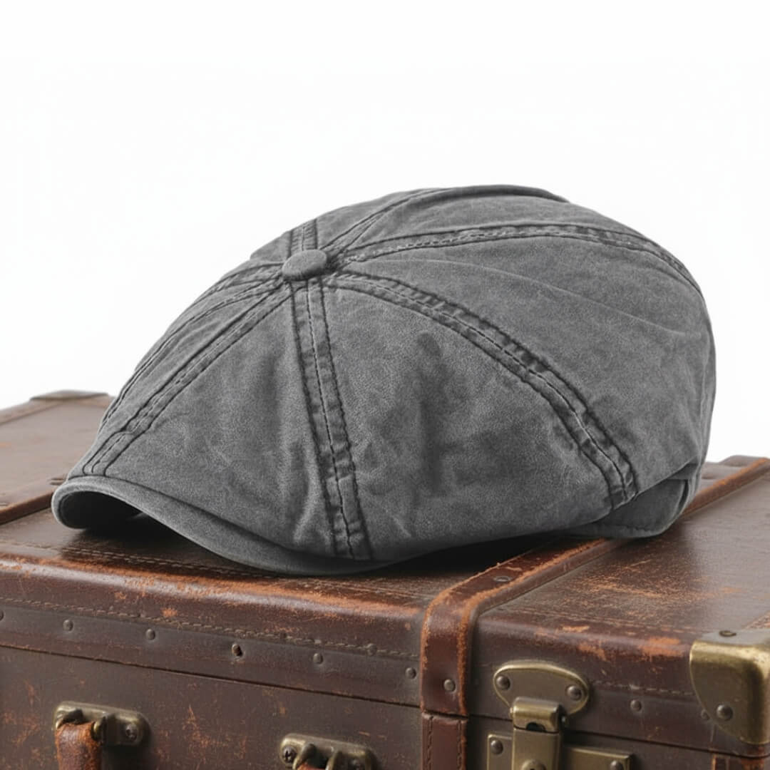 Washed Cotton Newsboy Cap – Adjustable Classic