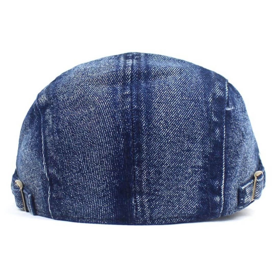 Washed Denim Flat Cap – Adjustable Cotton