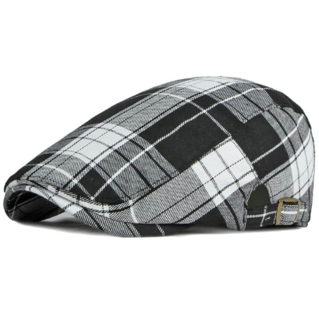 Plaid Cotton Flat Cap | Soft Breathable Hat