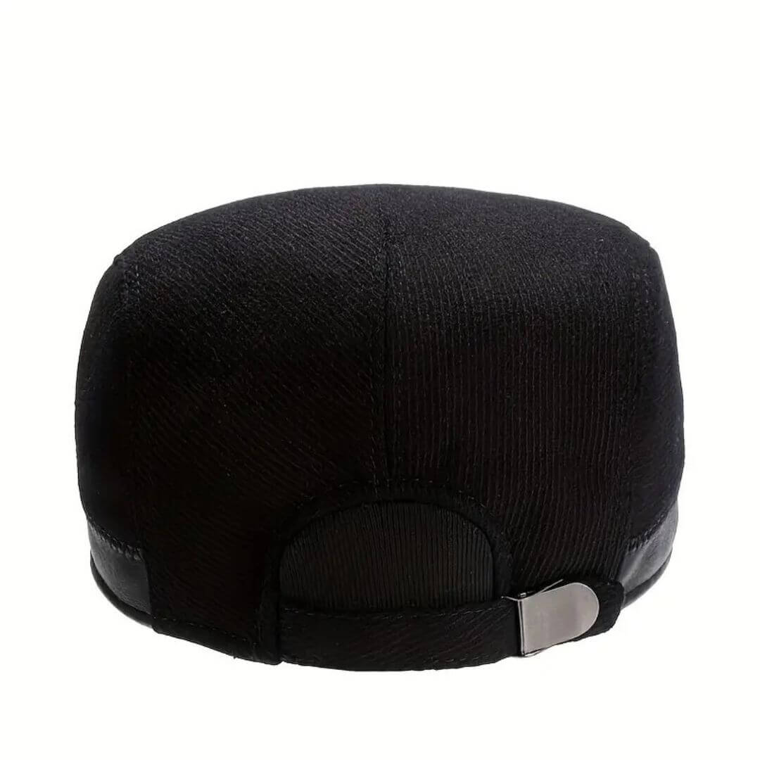 Wool Blend Flat Cap - Stylish Leather Trim