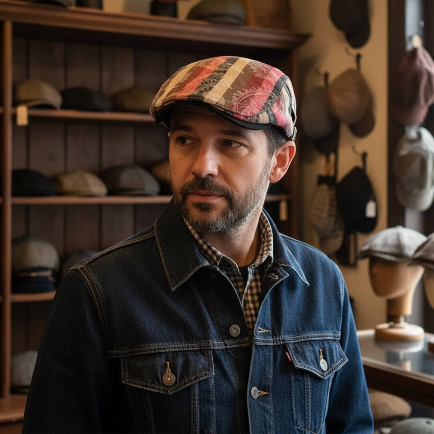 Striped Flat Cap – Lightweight Adjustable