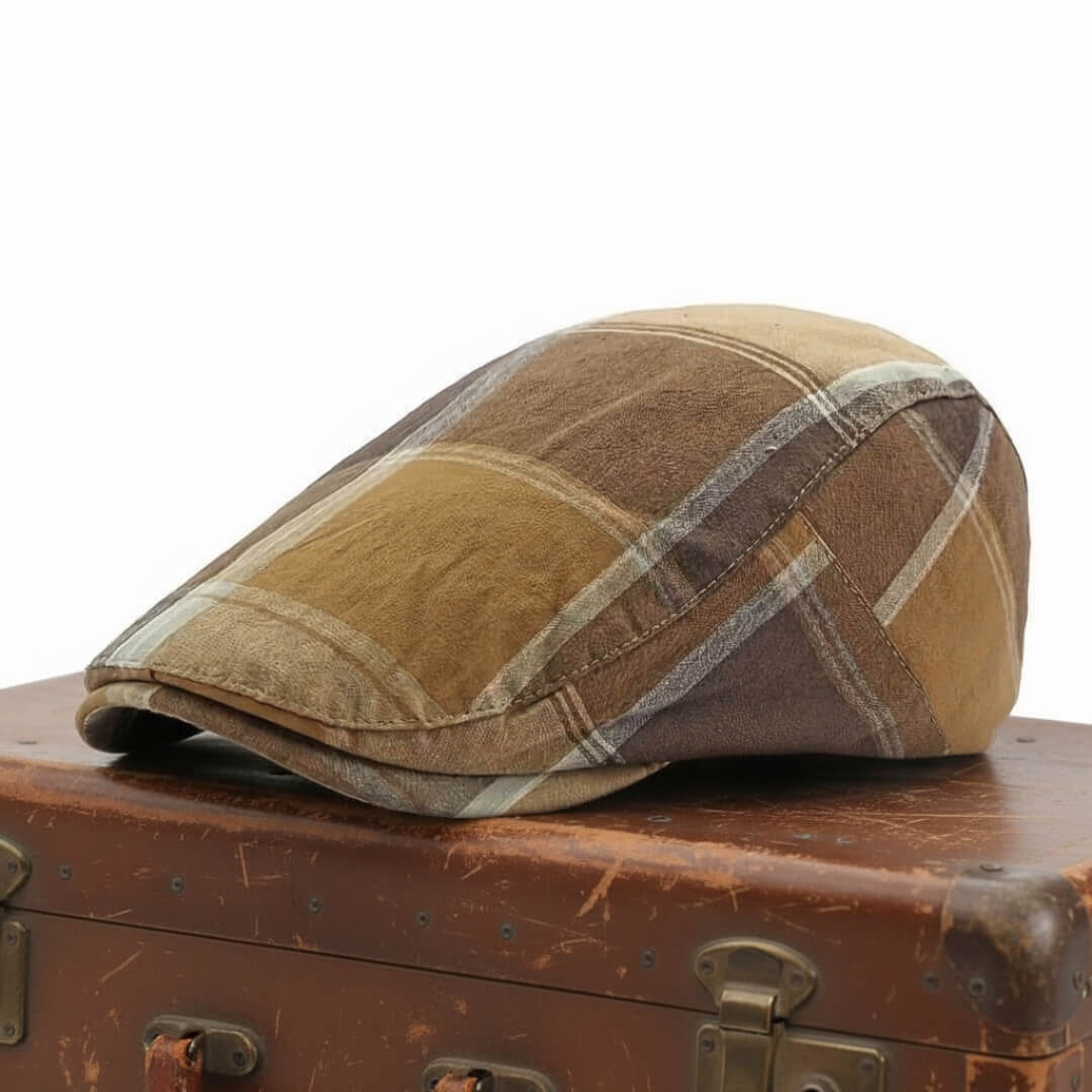 Plaid Cotton Flat Cap | Lightweight Comfort
