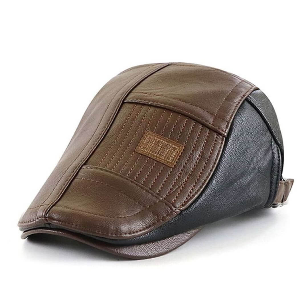 Vegan Leather Flat Cap - Stylish Adjustable