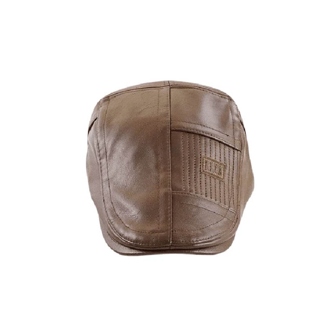 Vegan Leather Flat Cap - Stylish Adjustable