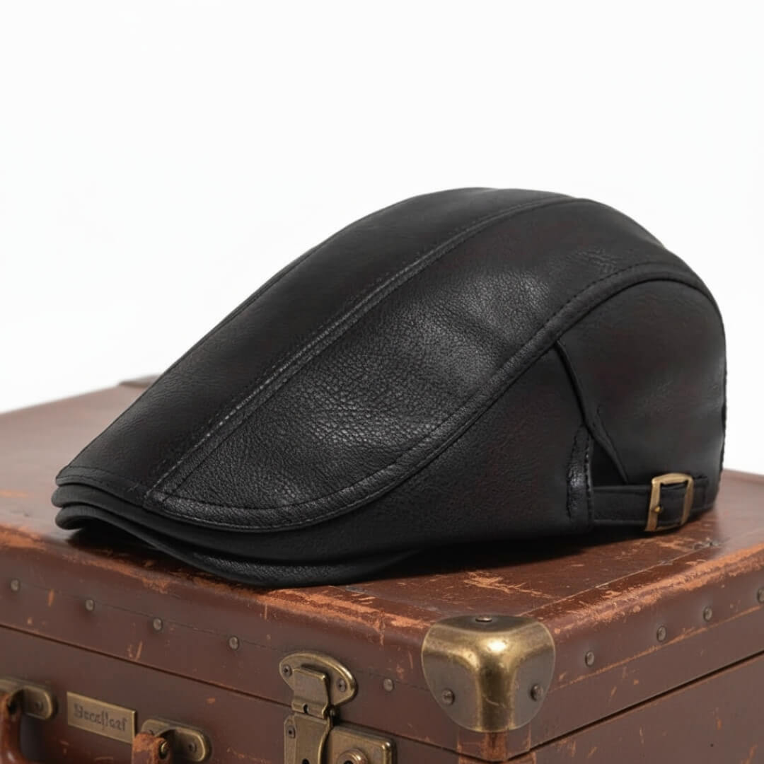 Leather Flat Cap – Classic Adjustable