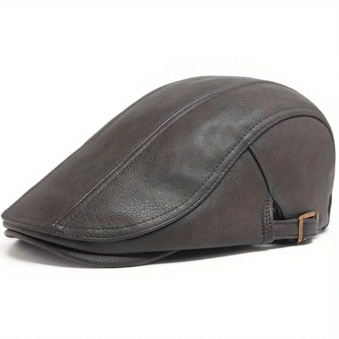Leather Flat Cap – Classic Adjustable