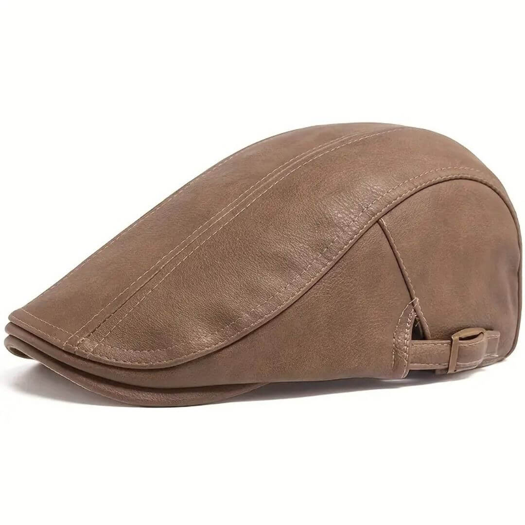 Leather Flat Cap – Classic Adjustable