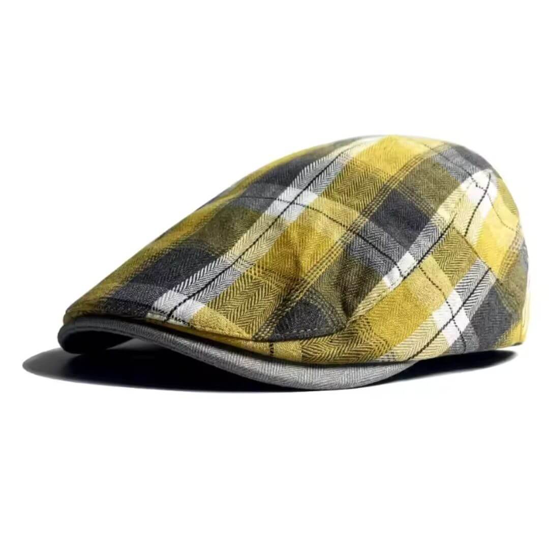 Plaid Cotton Flat Cap | Lightweight Breathable Headwear