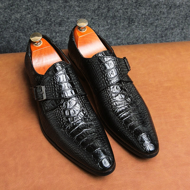 Retro Formal Shoes | Classic Crocodile Leather