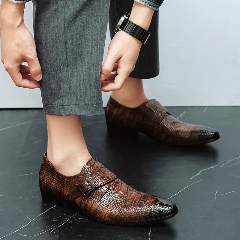 Retro Formal Shoes | Classic Crocodile Leather