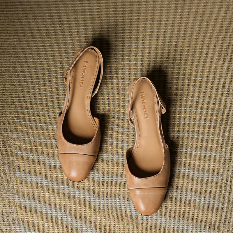 Leather Slingback Heels | Elegant Square Toe