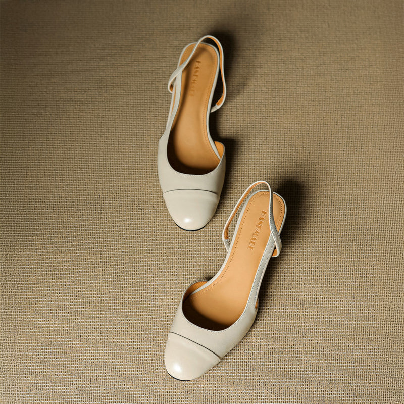 Leather Slingback Heels | Elegant Square Toe