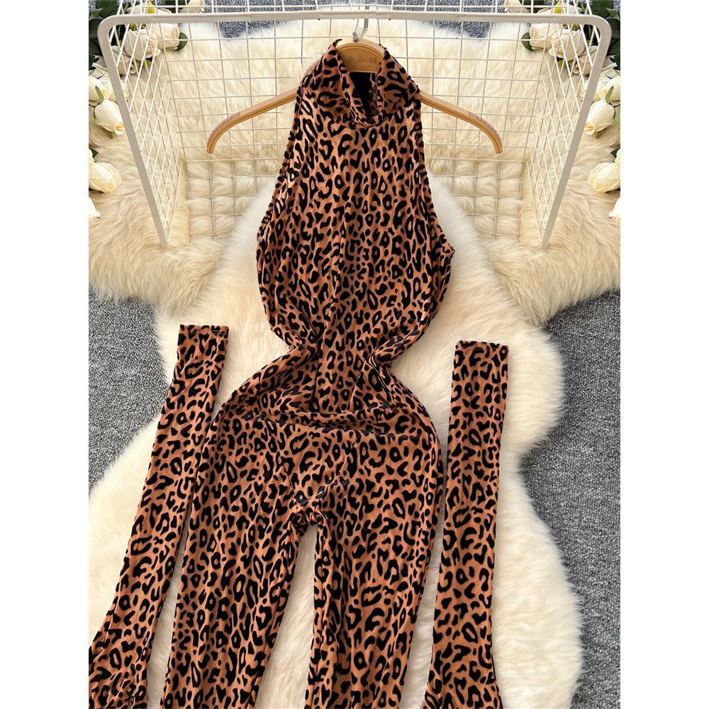 Leopard Print Jumpsuit - Sleek Tailored Fit