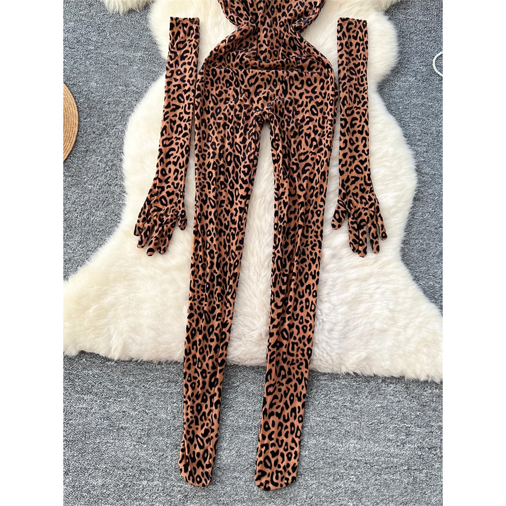 Leopard Print Jumpsuit - Sleek Tailored Fit