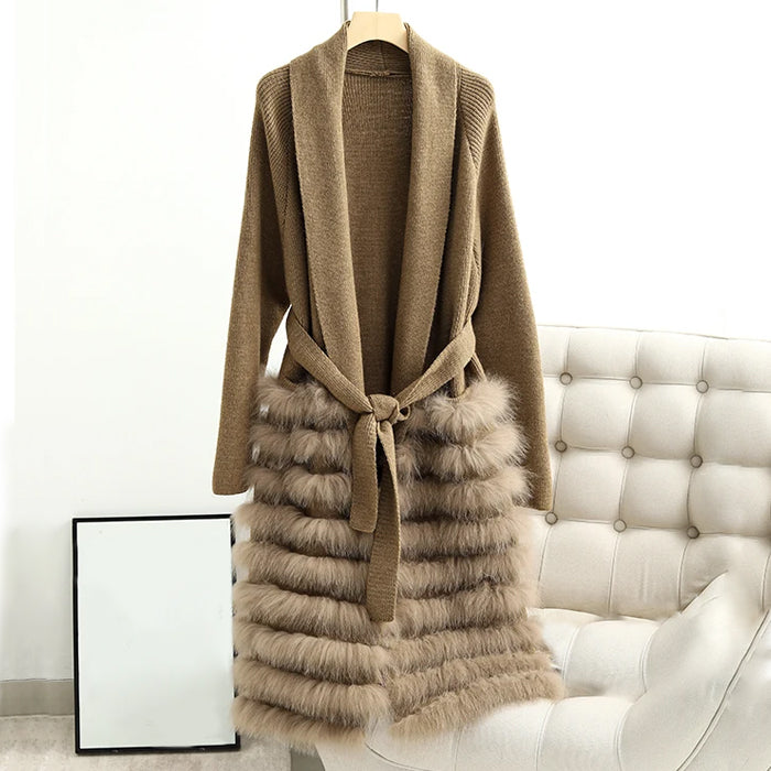 Wool Cardigan With Faux Fur