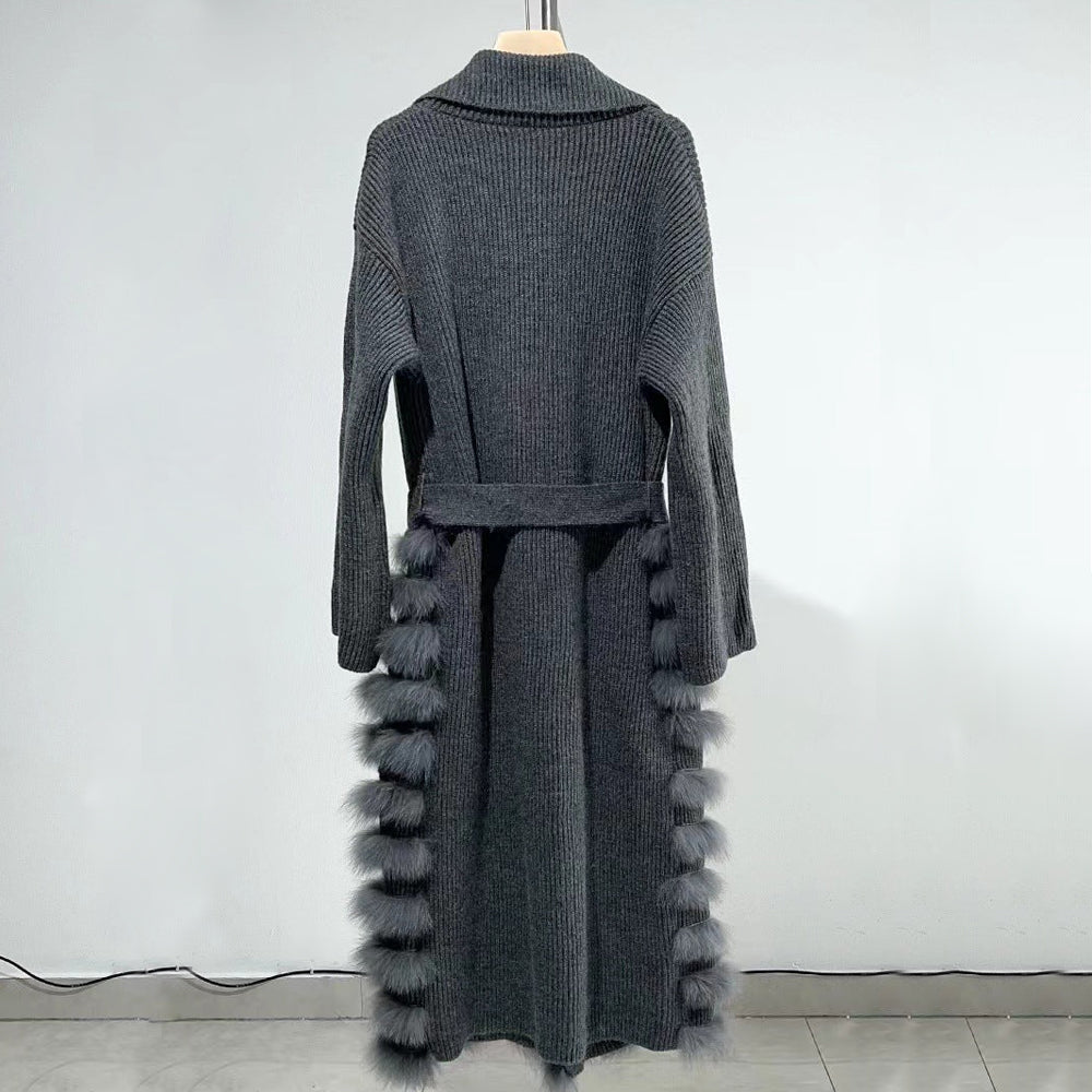 Wool Cardigan With Faux Fur