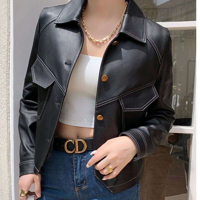 Leather Jacket – Cropped Oversized Chic