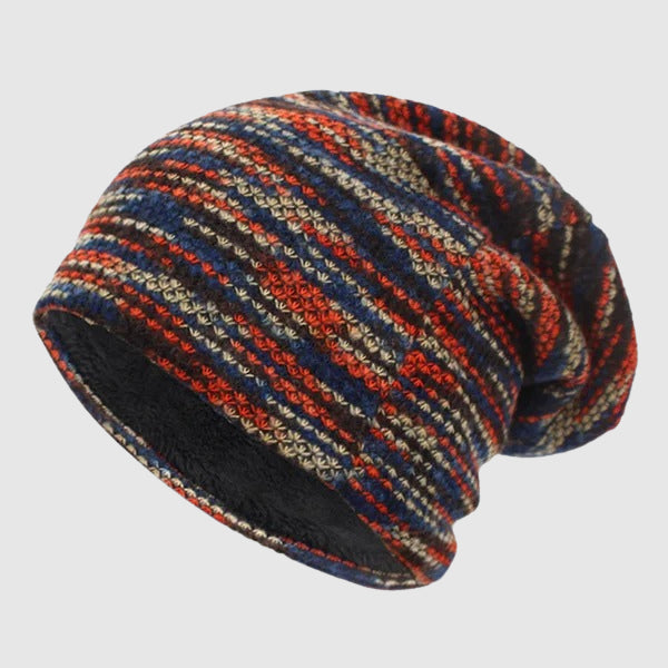 Winter Striped Beanie – Wool Knit