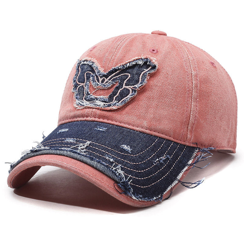 Denim Baseball Cap – Embroidered Butterfly