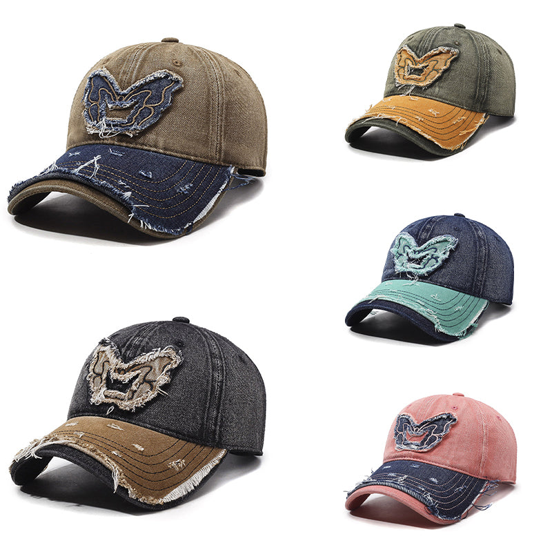 Denim Baseball Cap – Embroidered Butterfly