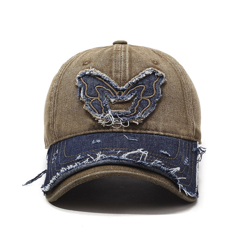 Denim Baseball Cap – Embroidered Butterfly