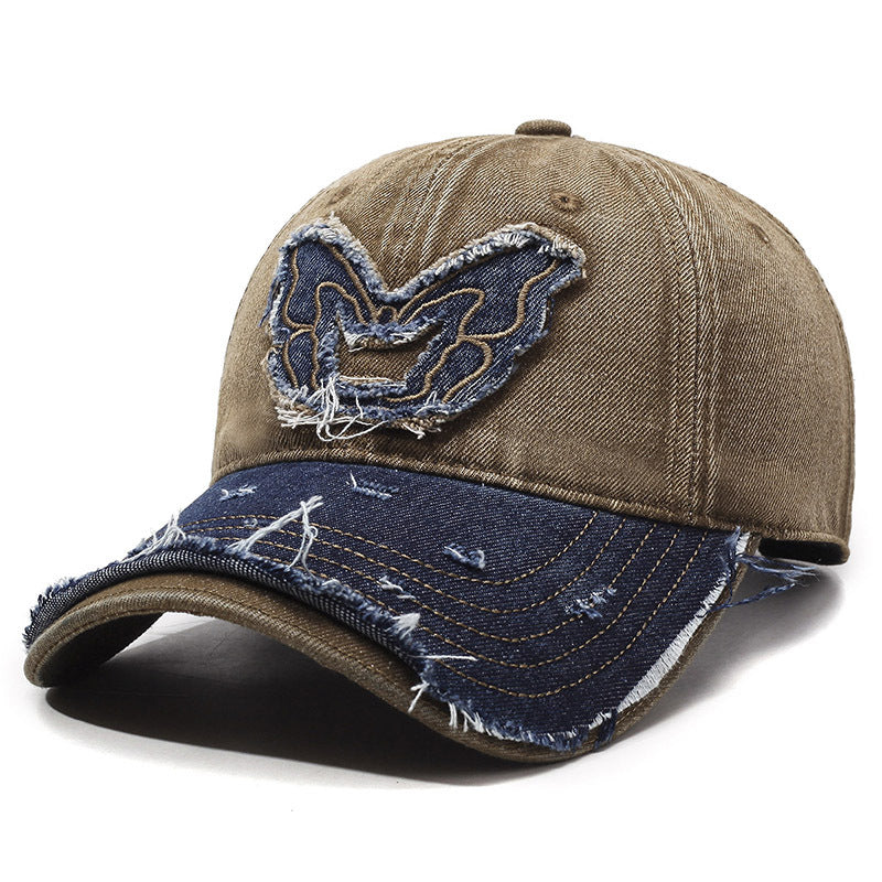 Denim Baseball Cap – Embroidered Butterfly
