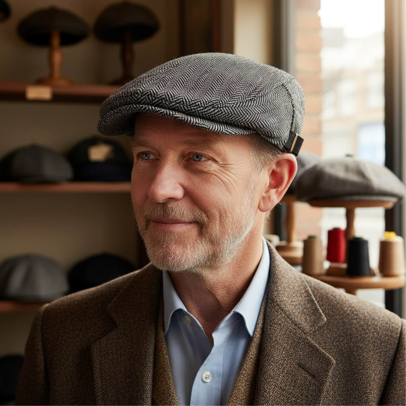 Herringbone Flat Cap | Lightweight Design